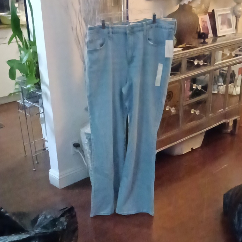 A:Blue Straight Leg Denim Jeans